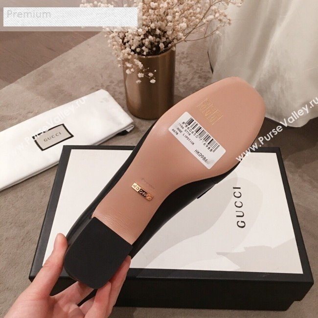 Gucci G Horsebit Zumi Leather Mid-heel Loafer Pump 575832 Black 2019 (HUANGZ-9070347)