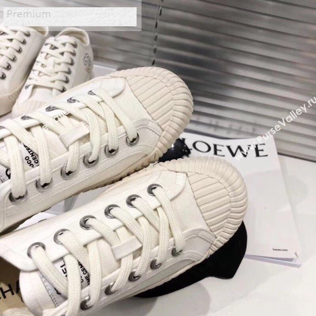 Chanel Wave Sole Canvas Sneakers White 2019 (1028-9070403)