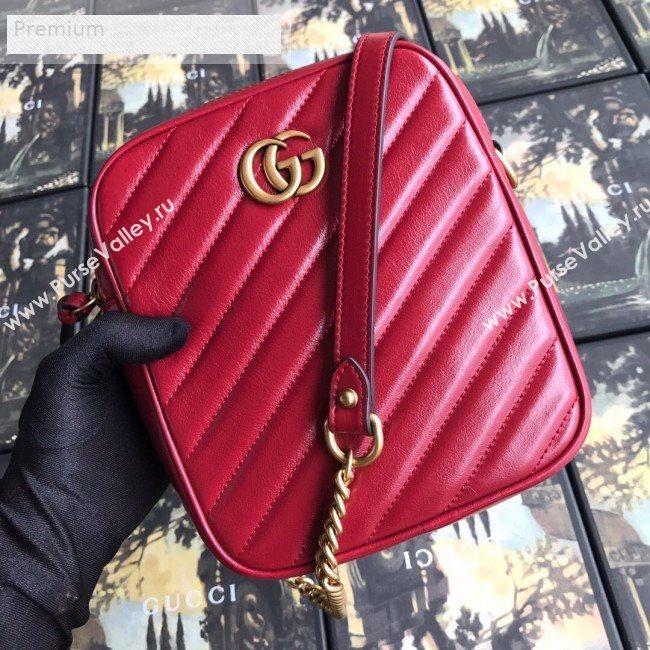 Gucci GG Diagonal Marmont Leather Mini Shoulder Bag 550153 Red 2019 (BLWX-9070224)