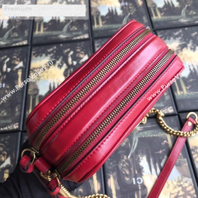 Gucci GG Diagonal Marmont Leather Mini Shoulder Bag 550153 Red 2019 (BLWX-9070224)