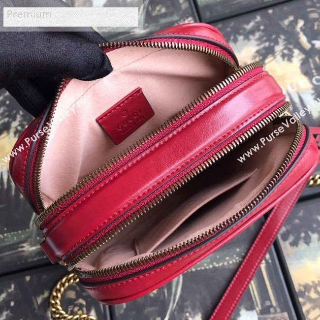 Gucci GG Diagonal Marmont Leather Mini Shoulder Bag 550153 Red 2019 (BLWX-9070224)