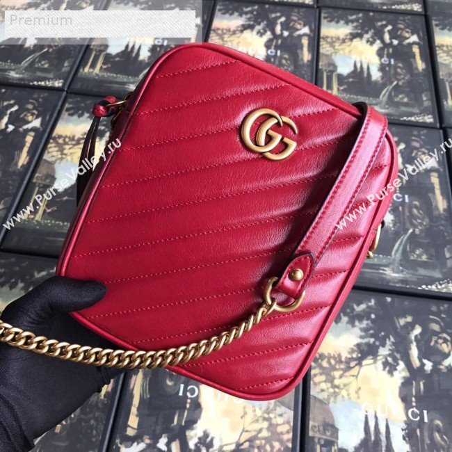 Gucci GG Diagonal Marmont Leather Mini Shoulder Bag 550153 Red 2019 (BLWX-9070224)