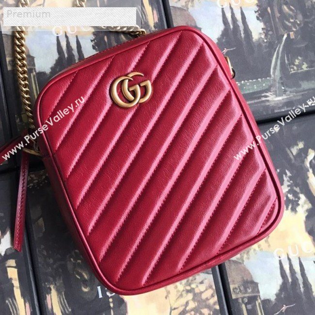 Gucci GG Diagonal Marmont Leather Mini Shoulder Bag 550153 Red 2019 (BLWX-9070224)