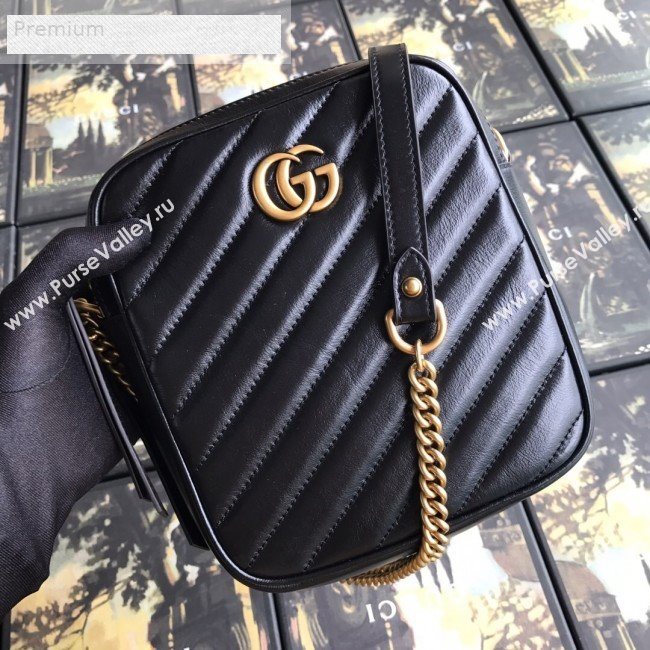 Gucci GG Diagonal Marmont Leather Mini Shoulder Bag 550153 Black 2019 (BLWX-9070225)