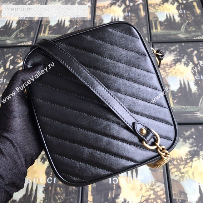 Gucci GG Diagonal Marmont Leather Mini Shoulder Bag 550153 Black 2019 (BLWX-9070225)