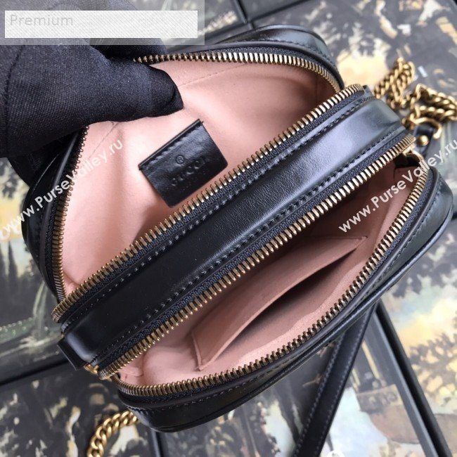 Gucci GG Diagonal Marmont Leather Mini Shoulder Bag 550153 Black 2019 (BLWX-9070225)