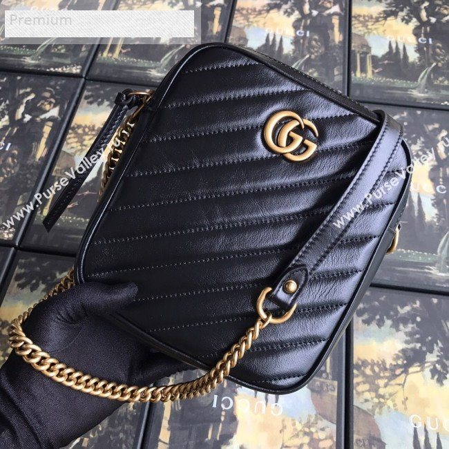 Gucci GG Diagonal Marmont Leather Mini Shoulder Bag 550153 Black 2019 (BLWX-9070225)