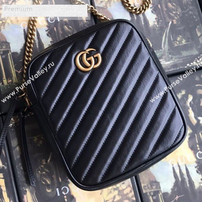 Gucci GG Diagonal Marmont Leather Mini Shoulder Bag 550153 Black 2019 (BLWX-9070225)