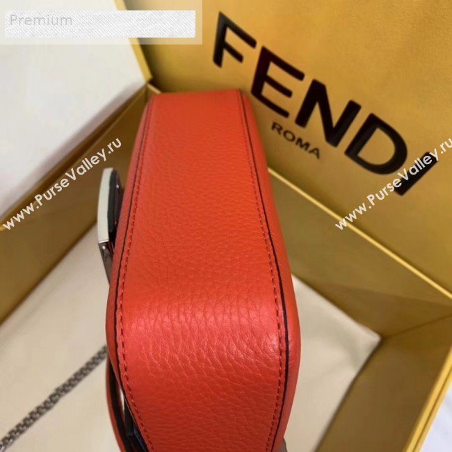 Fendi Litchi Grained Calfskin Mini Baguette Flap Shoulder Bag Orange Red 2019 (AFEI-9070232)