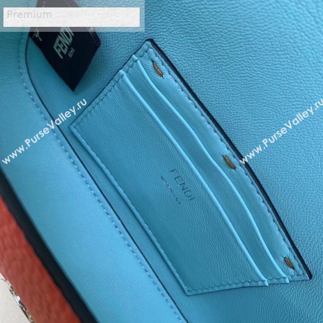Fendi Litchi Grained Calfskin Mini Baguette Flap Shoulder Bag Orange Red 2019 (AFEI-9070232)