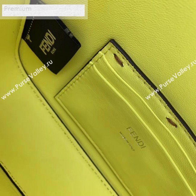 Fendi Litchi Grained Calfskin Mini Baguette Flap Shoulder Bag Black 2019 (AFEI-9070233)