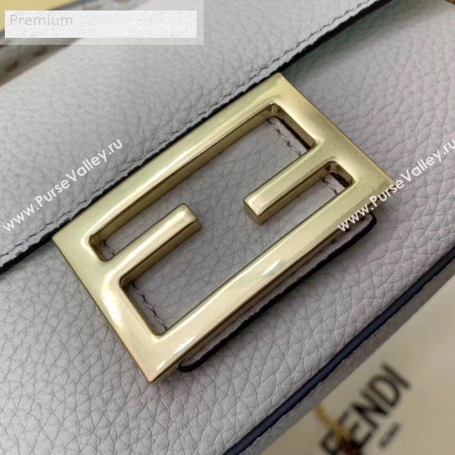 Fendi Litchi Grained Calfskin Mini Baguette Flap Shoulder Bag White 2019 (AFEI-9070234)