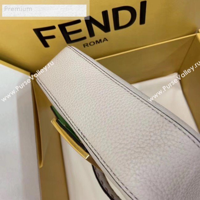 Fendi Litchi Grained Calfskin Mini Baguette Flap Shoulder Bag White 2019 (AFEI-9070234)