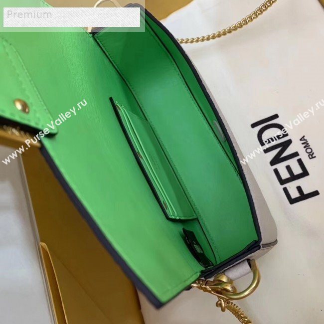 Fendi Litchi Grained Calfskin Mini Baguette Flap Shoulder Bag White 2019 (AFEI-9070234)