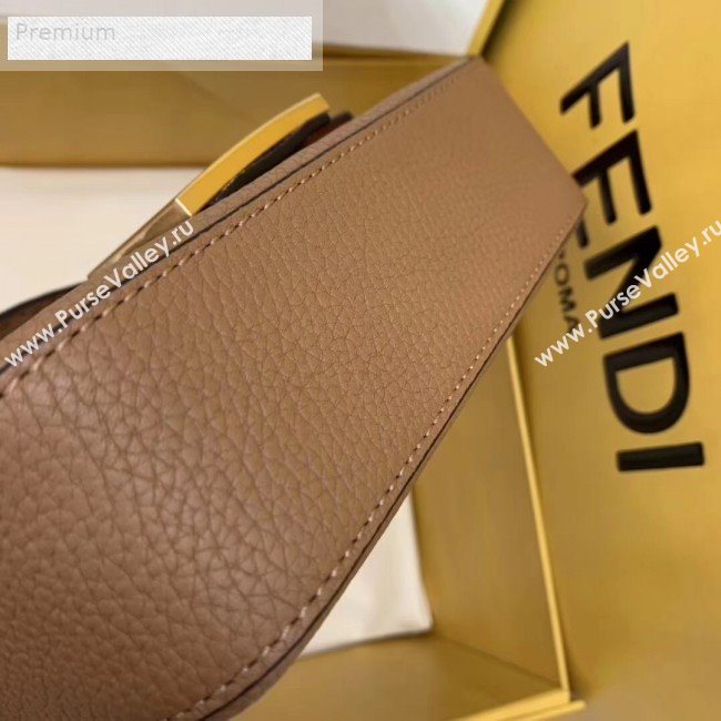 Fendi Litchi Grained Calfskin Mini Baguette Flap Shoulder Bag Brown 2019 (AFEI-9070235)