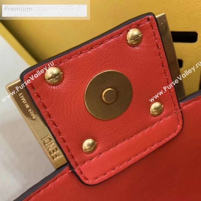 Fendi Litchi Grained Calfskin Mini Baguette Flap Shoulder Bag Brown 2019 (AFEI-9070235)