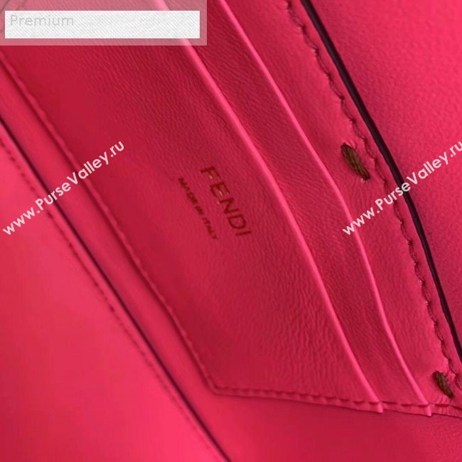 Fendi Litchi Grained Calfskin Mini Baguette Flap Shoulder Bag Hot Pink 2019 (AFEI-9070236)