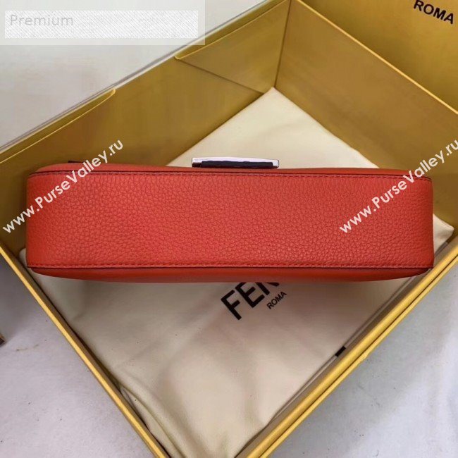 Fendi Litchi Grained Calfskin Medium Baguette Flap Shoulder Bag Orange Red 2019 (AFEI-9070237)