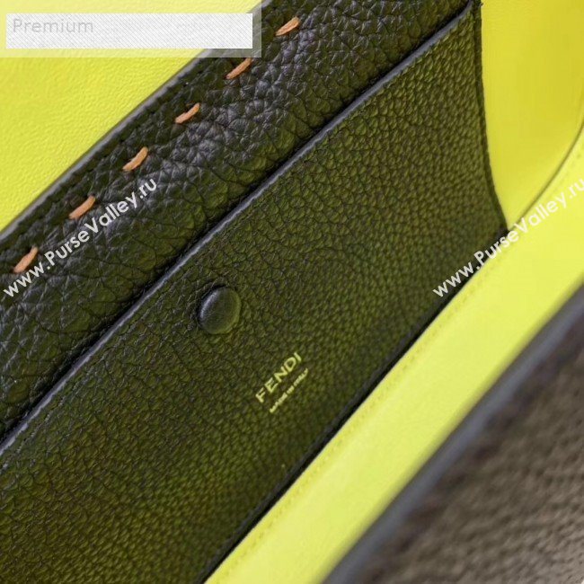 Fendi Litchi Grained Calfskin Medium Baguette Flap Shoulder Bag Black 2019 (AFEI-9070238)