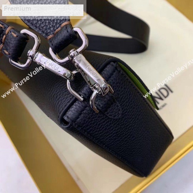 Fendi Litchi Grained Calfskin Large Baguette Flap Shoulder Bag Black 2019 (AFEI-9070240)