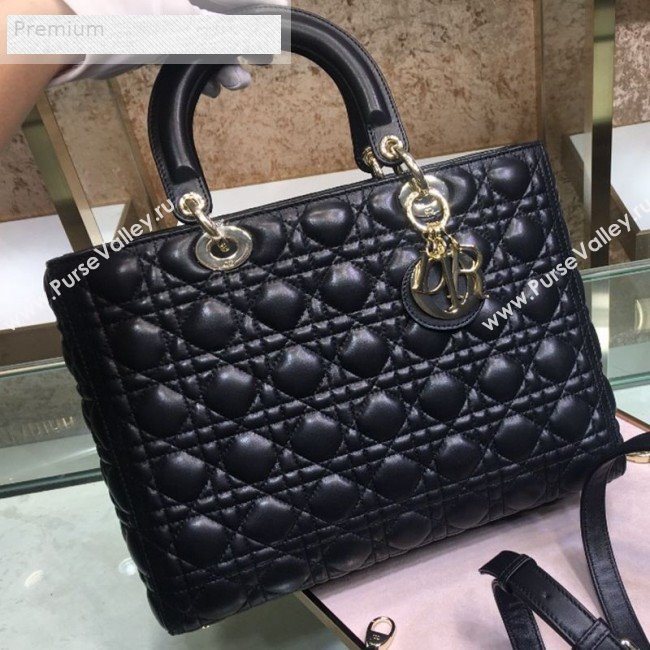 Dior Lady Dior Cannage Lambskin Tote Bag Black 2019 (XYD-9070249)