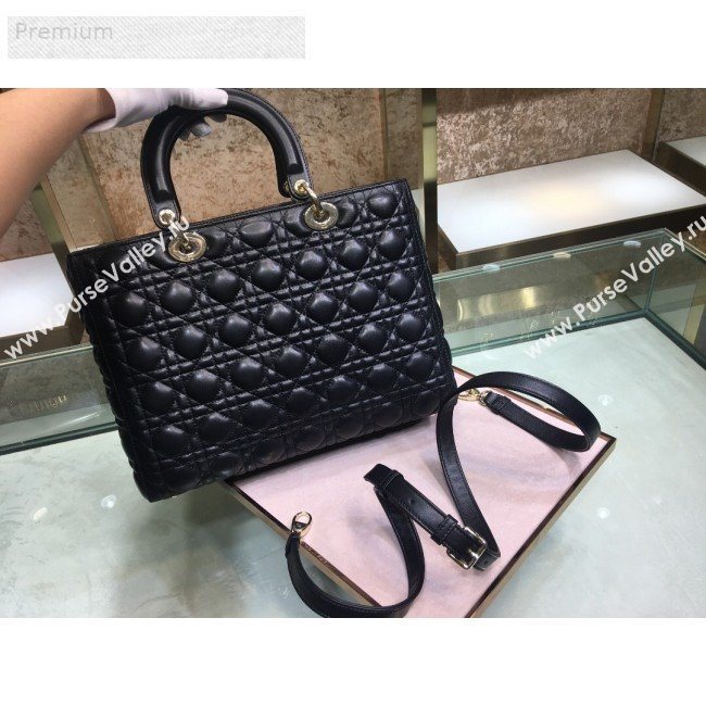 Dior Lady Dior Cannage Lambskin Tote Bag Black 2019 (XYD-9070249)