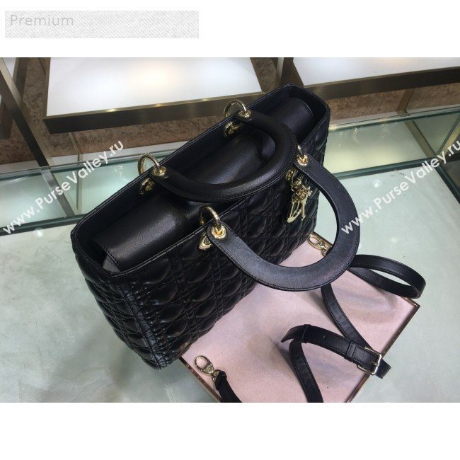 Dior Lady Dior Cannage Lambskin Tote Bag Black 2019 (XYD-9070249)