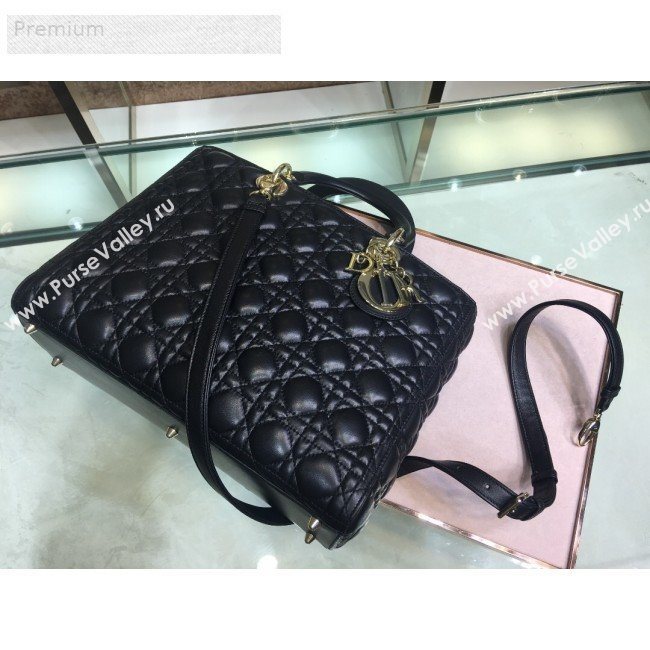Dior Lady Dior Cannage Lambskin Tote Bag Black 2019 (XYD-9070249)