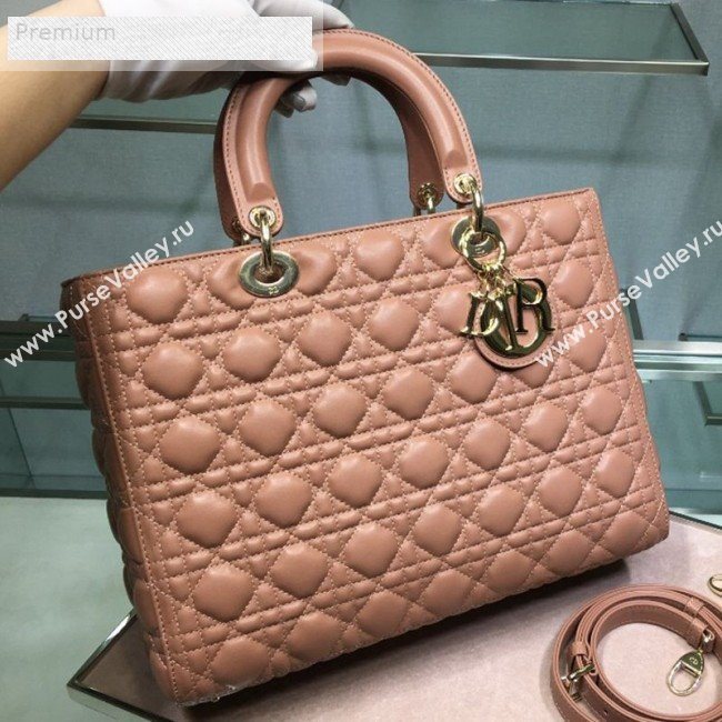 Dior Lady Dior Cannage Lambskin Tote Bag Apricot 2019 (XYD-9070250)