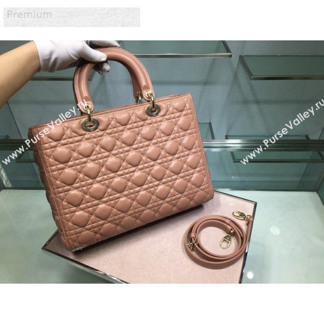 Dior Lady Dior Cannage Lambskin Tote Bag Apricot 2019 (XYD-9070250)