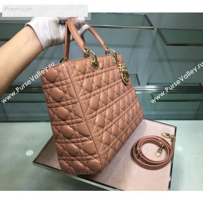 Dior Lady Dior Cannage Lambskin Tote Bag Apricot 2019 (XYD-9070250)