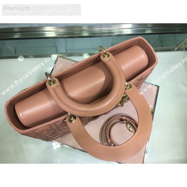 Dior Lady Dior Cannage Lambskin Tote Bag Apricot 2019 (XYD-9070250)