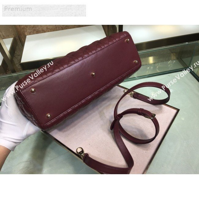 Dior Lady Dior Cannage Lambskin Tote Bag Burgundy 2019 (XYD-9070251)