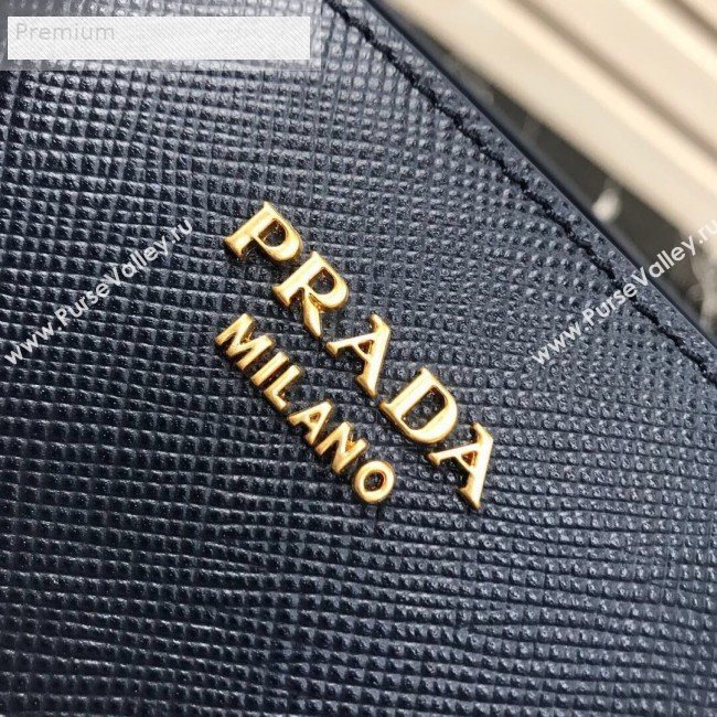 Prada Contrasting Side Saffiano Leather Large Tote 1BA153 Navy Blue 2019 (PYZ-9070254)