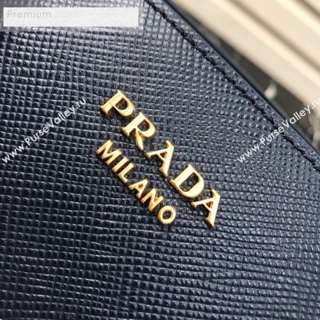 Prada Contrasting Side Saffiano Leather Large Tote 1BA153 Navy Blue 2019 (PYZ-9070254)
