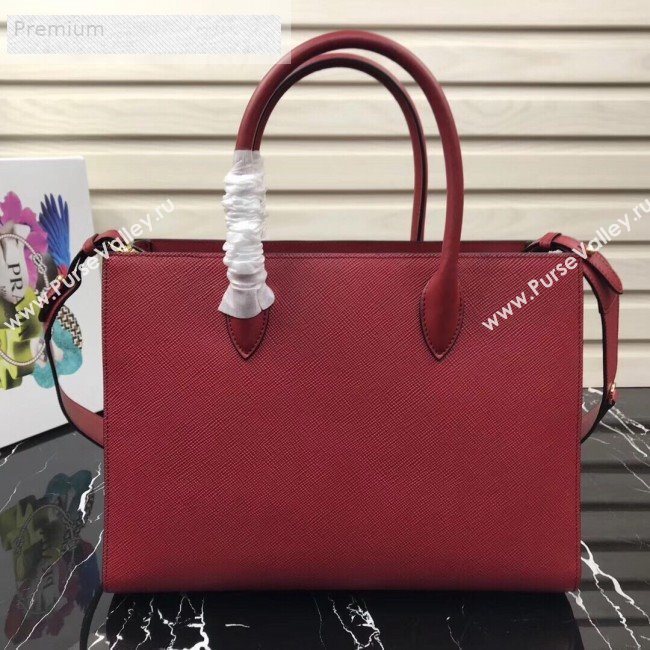 Prada Contrasting Side Saffiano Leather Large Tote 1BA153 Red 2019 (PYZ-9070256)