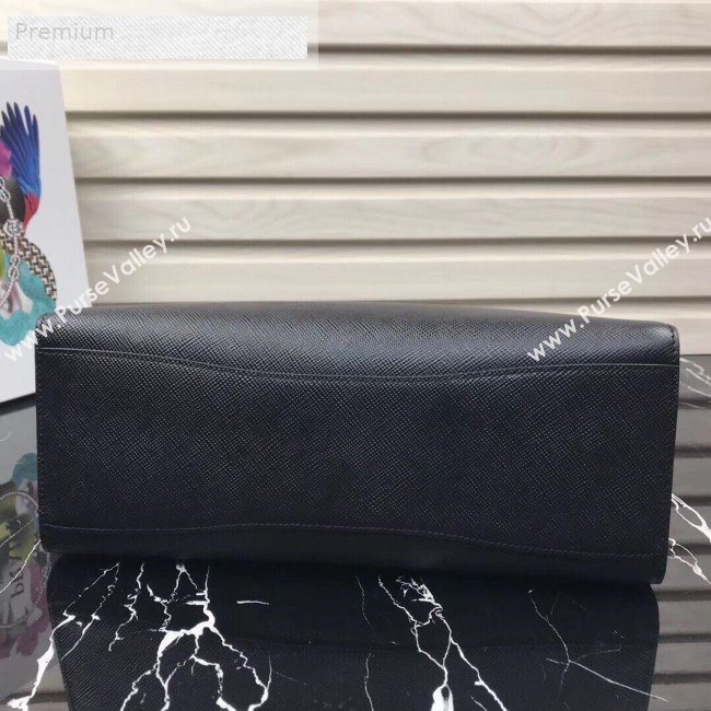 Prada Contrasting Side Saffiano Leather Large Tote 1BA153 Black 2019 (PYZ-9070257)