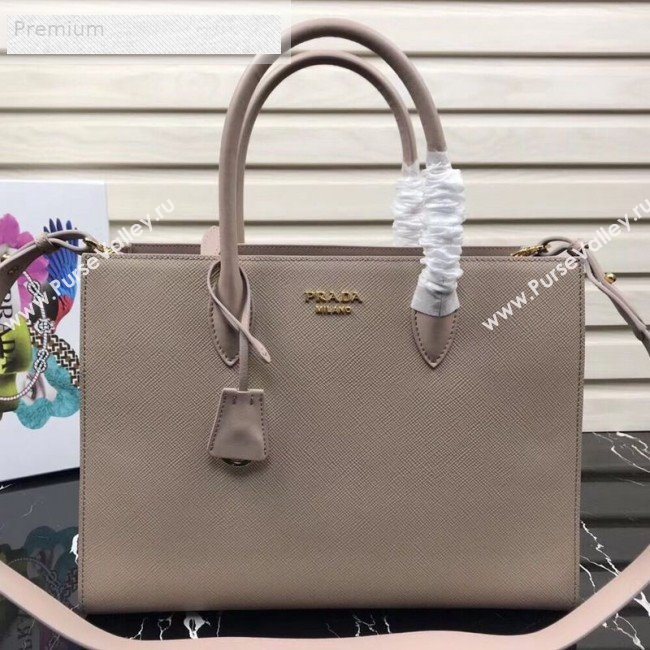 Prada Contrasting Side Saffiano Leather Large Tote 1BA153 Light Nude 2019 (PYZ-9070258)