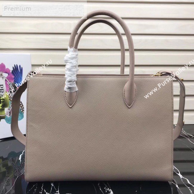Prada Contrasting Side Saffiano Leather Large Tote 1BA153 Light Nude 2019 (PYZ-9070258)