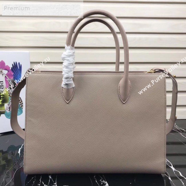 Prada Contrasting Side Saffiano Leather Large Tote 1BA153 Light Nude 2019 (PYZ-9070258)