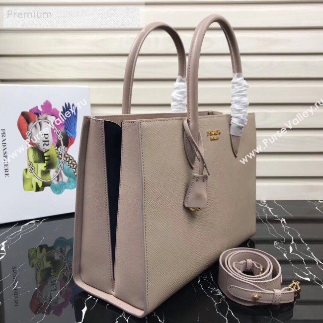 Prada Contrasting Side Saffiano Leather Large Tote 1BA153 Light Nude 2019 (PYZ-9070258)