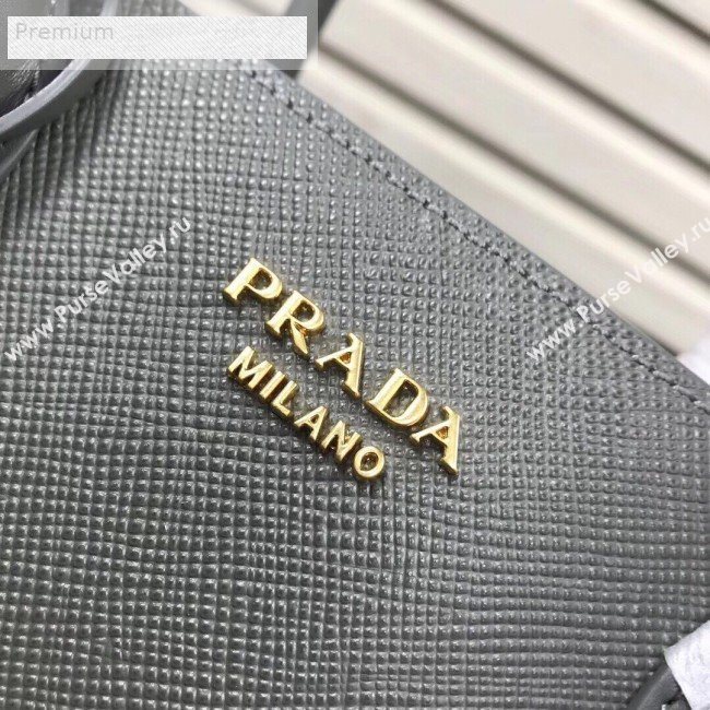 Prada Contrasting Side Saffiano Leather Large Tote 1BA153 Steel Grey 2019 (PYZ-9070259)
