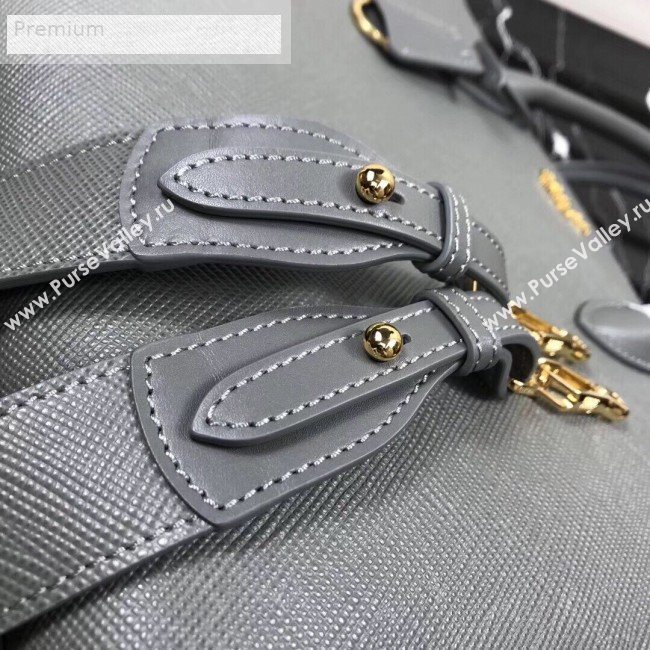 Prada Contrasting Side Saffiano Leather Large Tote 1BA153 Steel Grey 2019 (PYZ-9070259)