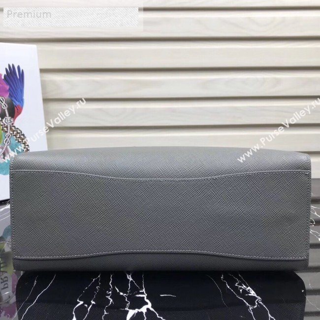 Prada Contrasting Side Saffiano Leather Large Tote 1BA153 Steel Grey 2019 (PYZ-9070259)