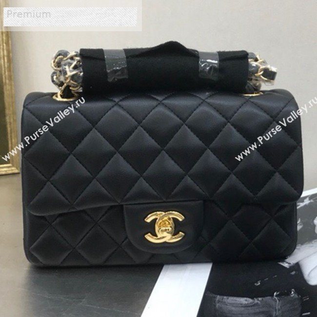 Chanel Quilted Sheepskin Leather Small Classic Flap Bag Black/Gold 2019 (JDH-9070602)