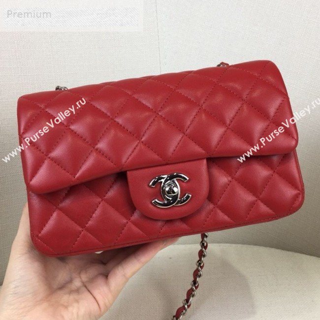 Chanel Quilted Sheepskin Leather Small Classic Flap Bag Red/Silver 2019 (JDH-9070603)