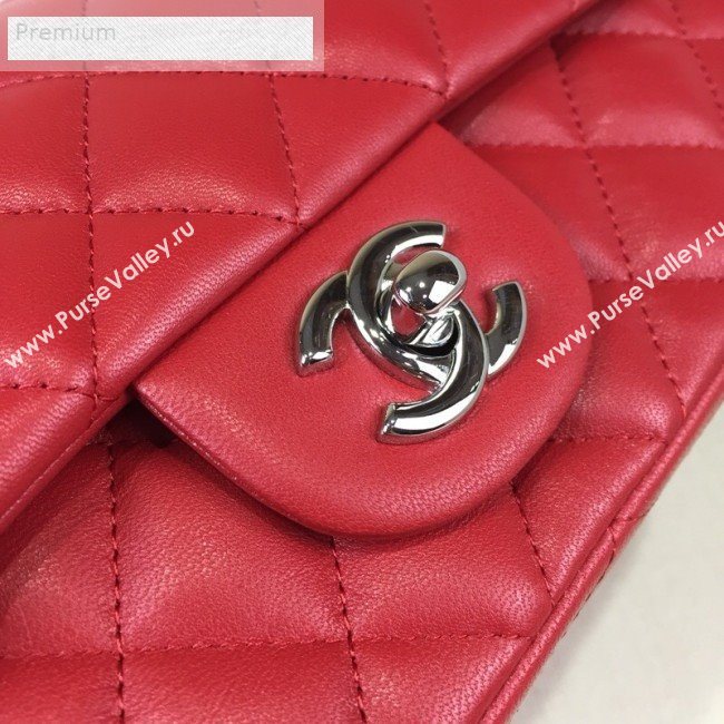 Chanel Quilted Sheepskin Leather Small Classic Flap Bag Red/Silver 2019 (JDH-9070603)