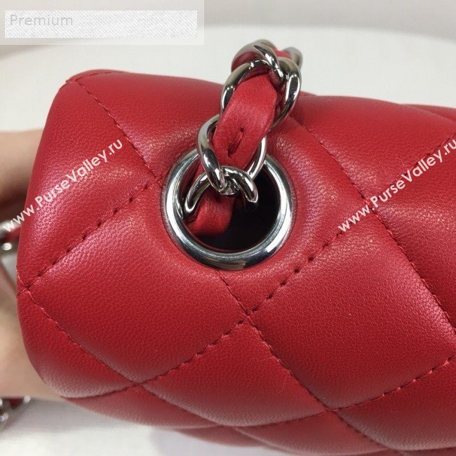 Chanel Quilted Sheepskin Leather Small Classic Flap Bag Red/Silver 2019 (JDH-9070603)