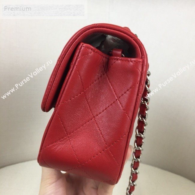 Chanel Quilted Sheepskin Leather Small Classic Flap Bag Red/Silver 2019 (JDH-9070603)