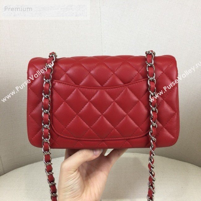 Chanel Quilted Sheepskin Leather Small Classic Flap Bag Red/Silver 2019 (JDH-9070603)